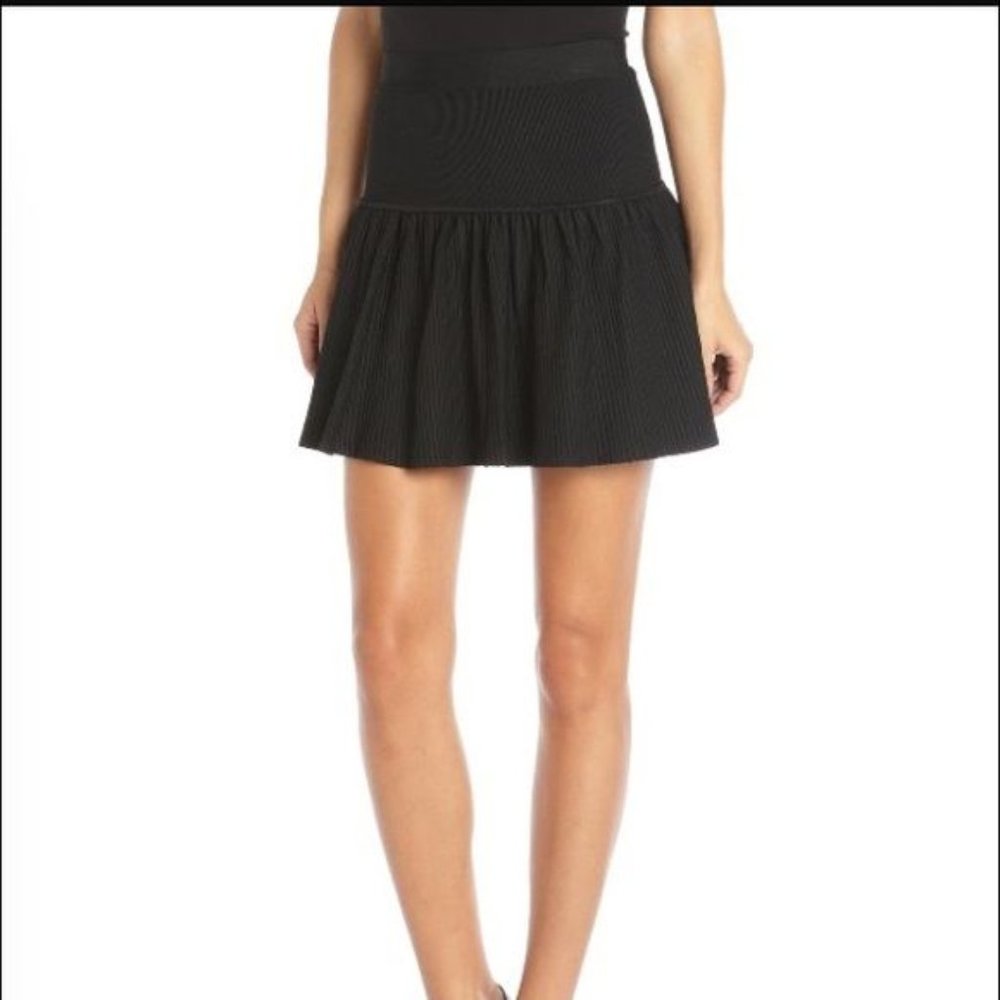 BCBGMAXAZRIA ***SALE*** Women's Valeria Ribbed Flared Hem Skirt Black XS